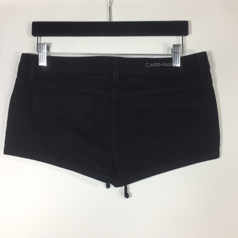 Carmar Black Lace-Up Denim Mini Low Rise Shorts Size 28 - Picture 8 of 8